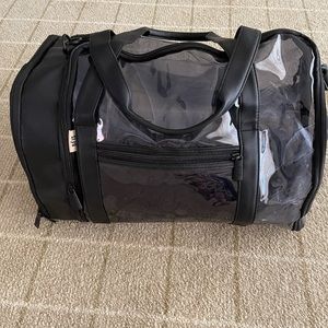 Beis clear and black duffel travel bag